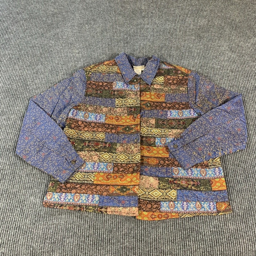Coldwater Creek Jacket Womens‎ Large L Blue Metallic Shacket Lined Lightweight